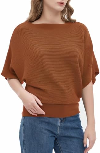 Image of Zilcon Woman Fashion Ribbed Batwing Sleeves Bagy Balloon Style Fit Tops for Women Women Formal, Casual, Office, Date, Outing, Party Tops