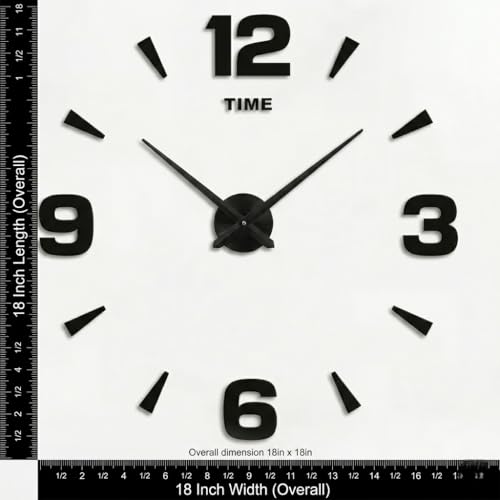 Image of RAPAL Frameless DIY Wall Sticker Clock (55 x 55 cm) - Decorative 3D Number Stickers for Living Room and Bedroom (DIY D1)