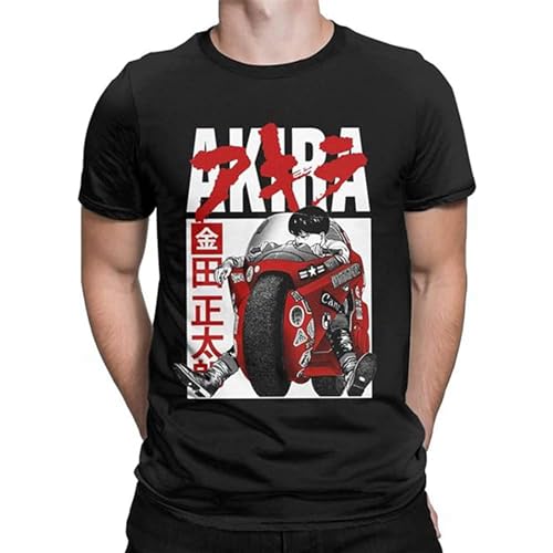 Akira Kaneda Shotaro - Camisetas casuales de algodón puro para hombre, manga corta, cuello redondo, color negro, Negro, XXL