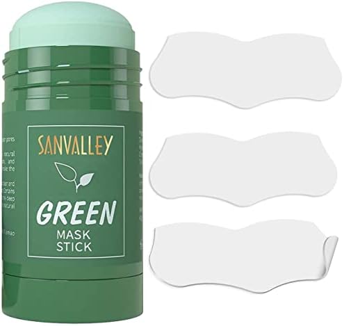 Green Tea Mask Stick Blackhead Remover Pore Strips Combo Pack, Green Tea Purifying Clay Stick Mask, 10 PC Blackhead Acne Remover Patches, Moisturizing Deep Cleansing Face Mask Kit 1