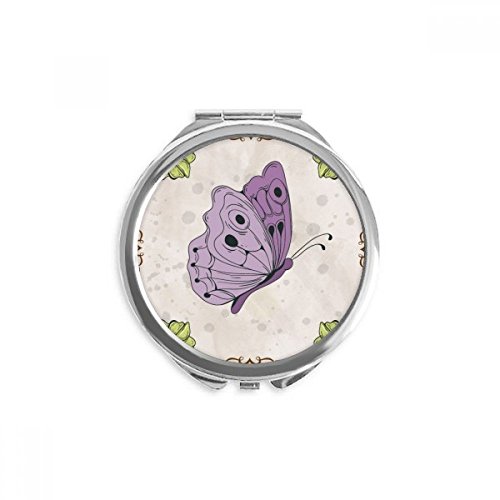Miroir rond maquillage de poche idée cadeau originale papillon pourpre avec texte