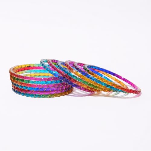 Image of Raindrop Crystal Glass Bangles, Pack of 12