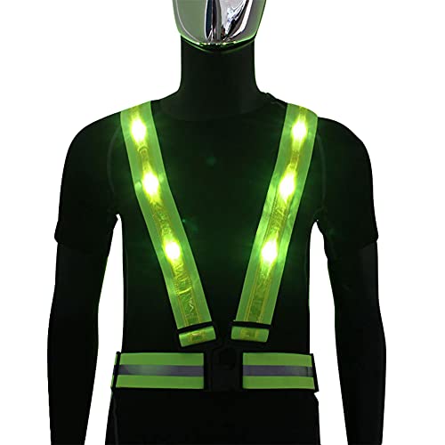 Yyiingkku ランニング ライト 充電式 led ベルト 反射バンド 夜間 ウォーキング ライト 安全 usb 反射タスキ ナイト ジョギング 防水 自転車 反射板 光る 事故防止 夜間工事指導 交通 サイクリング ランニング (グリーン)