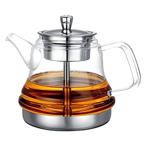 XIXIDIAN Tetera de cristal con infusor de acero inoxidable y tapa para hojas de té florecientes y sueltas, 1300 ml