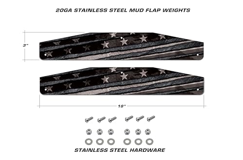 Image of Universal Mud Flap Splash Guard Stainless Steel Weights for Semi Trailer Trucks - 3 inch x 18 inch - 2 Piece Set - Subdued (Subdued V2)