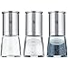 Produktbild WMF De Luxe Salz und Pfeffermühle Set 3-teilig, befüllt, Cromargan Edelstahl matt, Glas, Keramikmahlwerk, Grinder für Salz, Pfeffer, Chillischoten