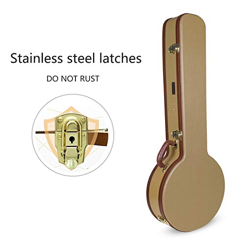 Image of Crossrock Wooden Banjo Case fits 5-string Resonator styles of Banjos- Stainless Steel Latches, Sponge Lining, Storage Space-Vinyl Tweed (CRW600BJTW)