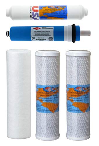 All Made In USA Complete Reverse Osmosis Replacement Water Filter Set 5 pcs w/Filmtec 50 GPD Membrane All Made In USA Complete Reverse Osmosis Replacement Water Filter Set 5 pcs w/Filmtec 50 GPD Membrane