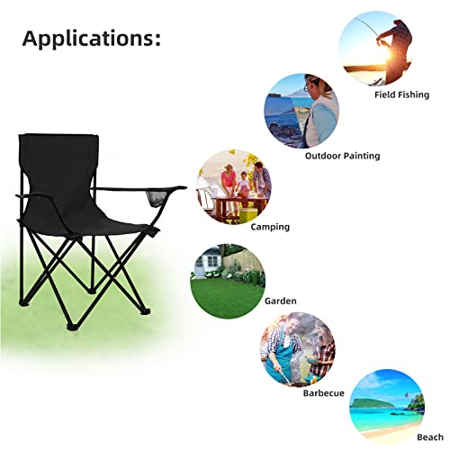 Shsycer Folding Camping Chairs Portable - Lightweight Camping Chair With Arm Cup Holder, Light Backpacking Beach Outdoor Camping Chairs, Better For Slim People (Black) #TOP6