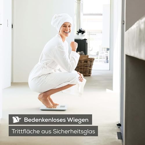 Beurer GS 120 Kompakt Glaswaage mit elegantem Spiegeleffekt in platzsparendem Kompaktformat, 27 x 26 cm, gut lesbare LCD-Anzeige, Ziffernhöhe 22 mm, flache Digitalwaage, Tragkraft bis 150 kg 4