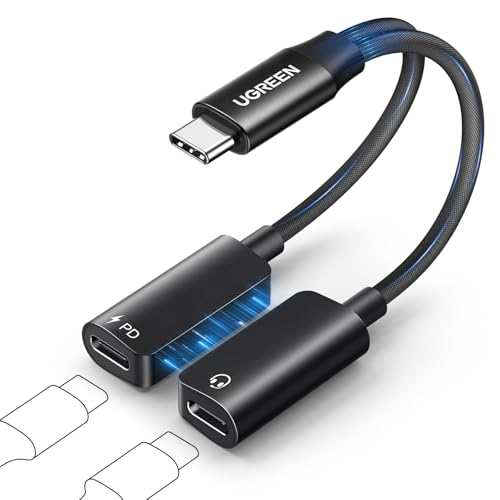 UGREEN Magnetic USB C Splitter 1 in 2 Out Dual USB C Headphone and Charger Type C Audio Adapter with PD 60W Fast Charging Dongle Cable for iPhone 16 Pro Max, Galaxy S25, Pixel 9, iPad Pro, Switch 2