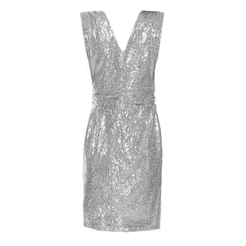 Robe à paillettes scintillante col en V tenue parfaite pour invitée de mariage et grande fête