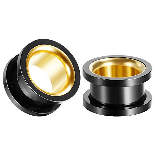 COOEAR Ear Gauges Screw Surgical Steel Plugs, Flesh Stretchers Earrings, Size 2g to 30mm Colorful Tunnels.3