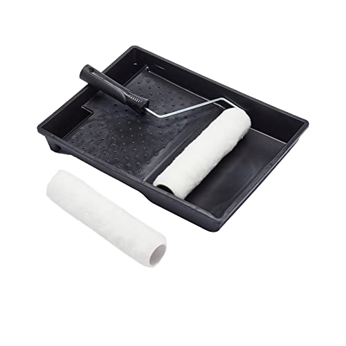 Harris Essentials Walls & Ceilings Twin Set 1 x Tray 1 x Frame 2 x Roller Sleeves 9 Black Plastic Polyester