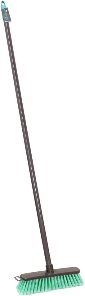 JVL Lightweight Indoor Angled Soft Bristle Sweeping Brush Broom, Turquoise/Grey 20-044TQ