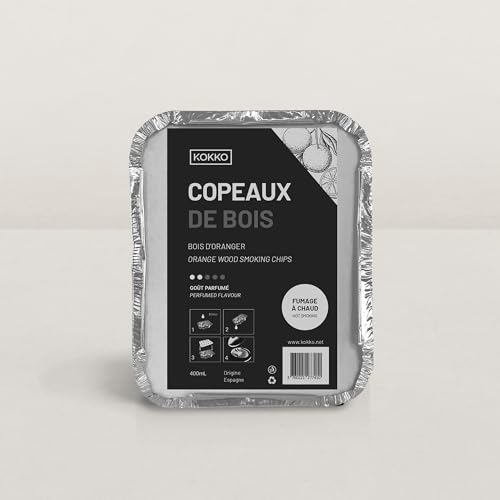 Kokko Boîte de copeaux de Bois pour Fumage à Chaud Boîte de copeaux de 400mL Fumée légère et parfumée Fumage de viandes, Poissons, légumes à Froid
