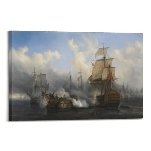 Bateau de bataille de pirate sur toile 50 x 75 cm pour habiller un mur vide