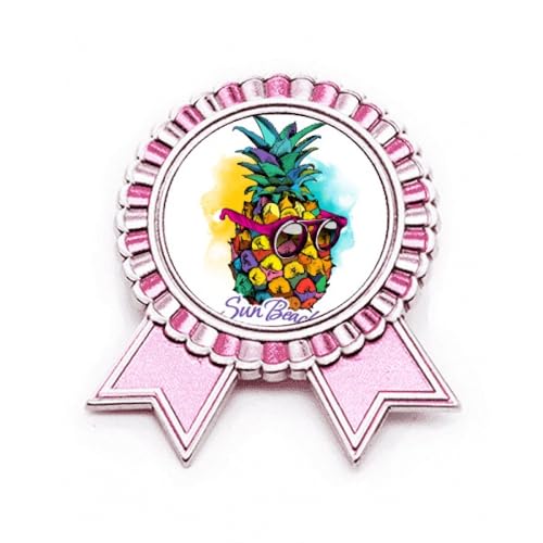Pin's fruits tropicaux métal rose M accessoire mode veste denim