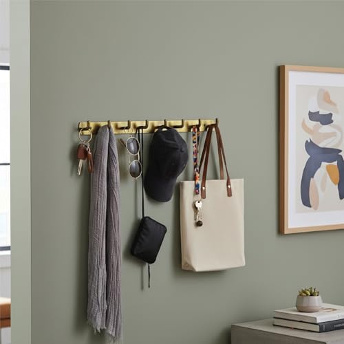 Image of iSTAR Stainless Steel 8 Pin Bathroom Cloth Hooks Hanger Door Bathroom Robe Hooks Rail for Hanging Keys,Clothes,Towel Steel Hook (Antique) (Pack of 1)