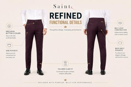 Image of SaintX Men's 4-Way Stretchable, Wrinkle Resistant, All-Day Comfort Trousers | 2 inch Expandable Waistband | Lightweight & Flexible Everyday Wear | EasyMove Office & Casual Wear (Style 37)