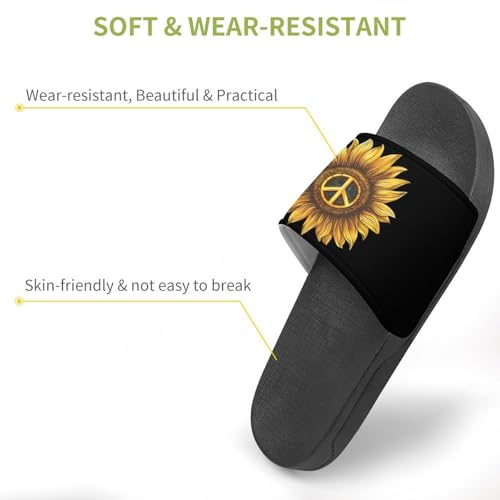 Peace Sign Sunflower House Sandals Non-Slip Bathroom Slippers Beach Summer Shoes for Men Women3