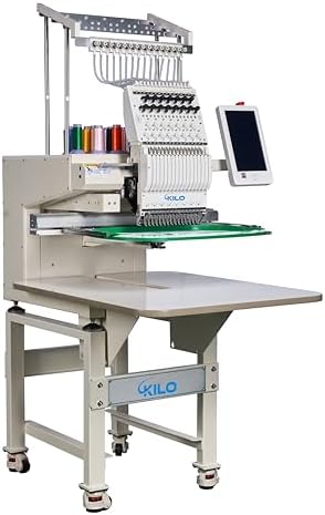 15-Needle Commercial Embroidery Machine with 13"x19.7" Embroidery Area, 10" LCD Touch Screen, Laser Positioning - Supports Cap/Hat/T-Shirt, 270° Cap Rotation, USB/WiFi/Bluetooth, 110V-220V