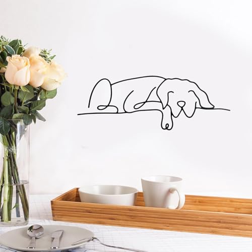 duozoanz Wanddeko Metall Schwarz Hund, Metallbilder Wanddeko Modern, Metalldeko Wand Minimalistisch, Deko Küche Wand Flur Wohnzimmer Schlafzimmer 30x11cm