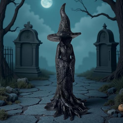 Estatua bruja de Halloween de resina 11.8 pulg