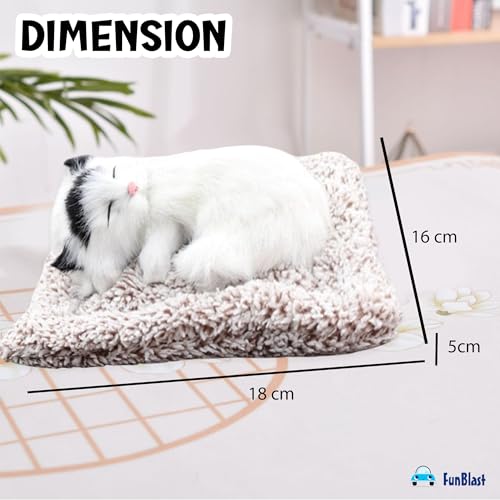 Image of FunBlast Cute Sleeping Cat Plush Toy with Meow Sound, Gift for Kids, Toy Accessories for Car Dashboard (White)