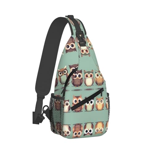 Mochila cruzada con diseño búhos para mujer y hombre miniatura 2
