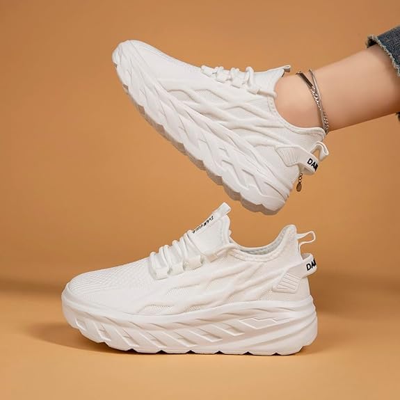 Image of Womens Tennis Shoes Sneakers Walking Running Gym Athletic Slip On Shoes Casual Workout Shoes for Women Lightweight Comfortable Breathable White US Size 8