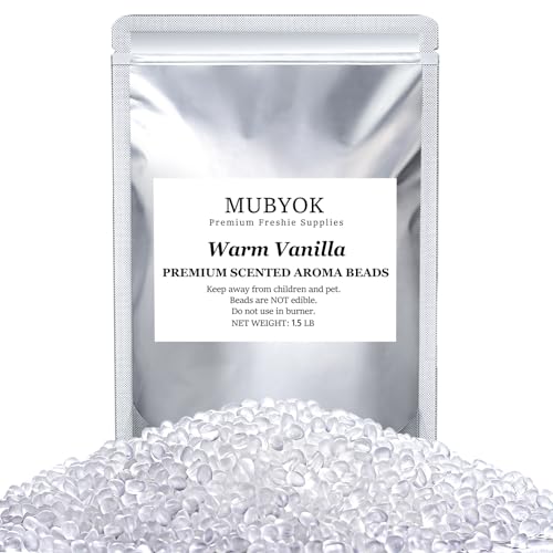 Image of MUBYOK 1.5LB Warm Vanilla Premium Scented Aroma Beads for Making Car Freshies Supplies PreScented Beads for Car Air Freshener Sachets Long-Lasing Scent
