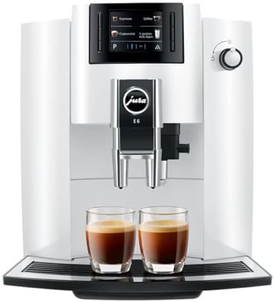 Jura E6 Automatic Coffee Machine with CLEARYL Smart+ Water Filter, Integrated Pulse Extraction Process and Six Type Drink Setting (Piano White, Renewed)