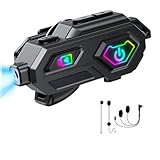 BestYiJo Auriculares Bluetooth para casco de moto con grabación de vídeo HD 1080P, intercomunicador FM, IPX6 resistente al agua e iluminación.