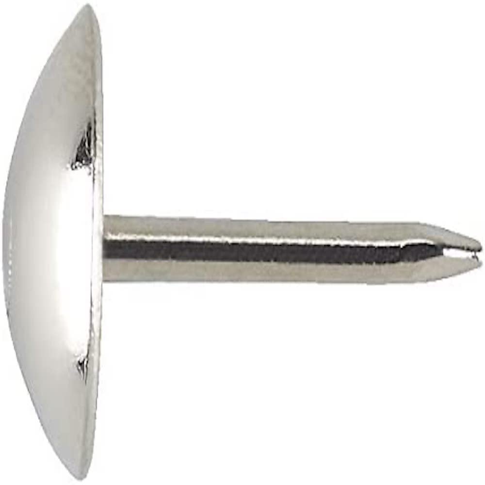Merriway BH07243 (100 Pcs) Upholstery Nail Matt Nickel 9.5 mm Diameter Head 15 mm Length - Pack of 100 Pieces