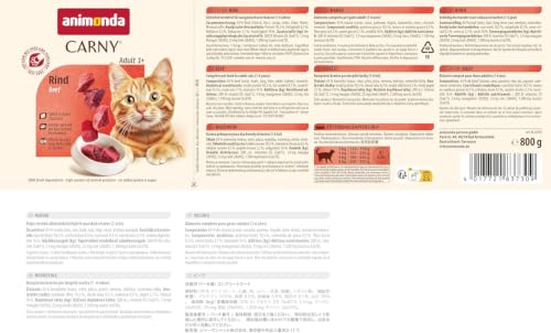 animonda Carny Katzen Nassfutter Rind pur (6 x 800g), getreidefreies Katzen Nassfutter ohne Zucker, mit frischen fleischigen Zutaten
