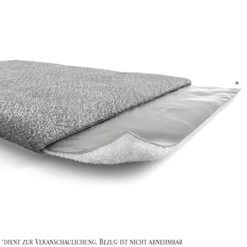 Knuffelwuff selbstwärmende Hundematte Melbourne mit isolierender Luftschicht 80x60cm Grau | aktive Wärmeerzeugung bei Feuchtigkeit | kuscheliges & Robustes Lammfellimitat | pflegeleicht & formstabil