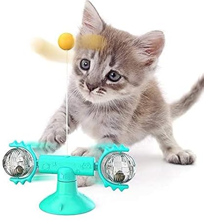 Royale Cat Interactive Cat Toys Ball Funny Toy with Suction Cup Portable, Pet Exercise Smart Cat Toy with Spinning Catnip Balls 1 Piece (Color May Vary)