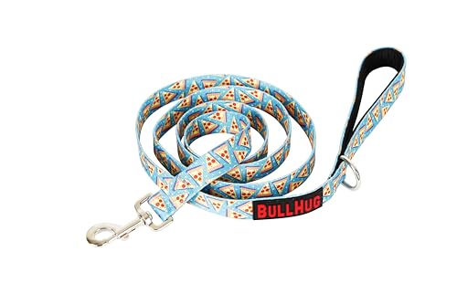 BULLHUG 6 FT Bulldog Leash with Padded Handle. Perfect for Bulldogs, French Bulldogs, Pugs & All Breeds. Leashes for Walking, Training Lead for Bulldogs (Pizza)