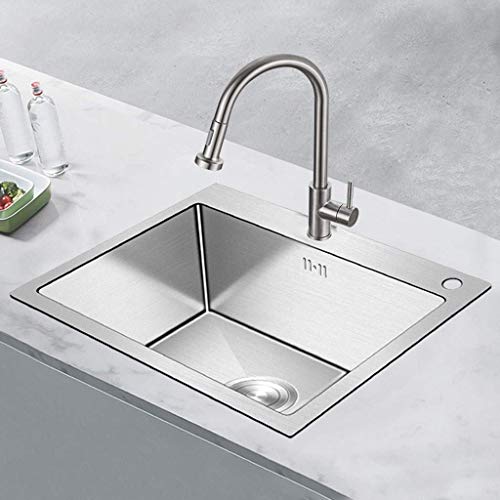YGCBL Fregadero de cocina de estilo cuadrado de acero inoxidable con 1 cuenco insertado reversible, escurridor y colador, clips para tuberías de residuos