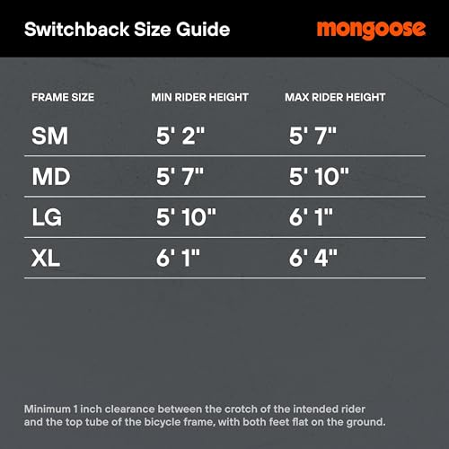 Mongoose Switchback Mountain Bike for Men and Women, 8 to