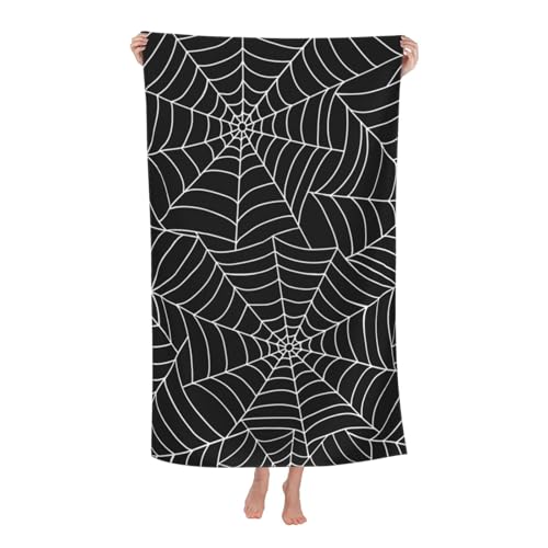 Joktacular Black Spider Web Halloween Beach Towel Absorbent Quick Dry Sand Free Gothic Bath Towel Oversized Goth Microfiber Towel for Womens Mens Travel Camping Gym Pool Swim 30x60 Inch/ 77X153cm