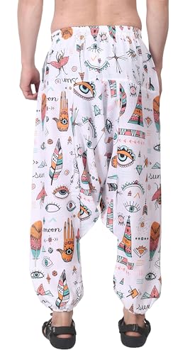 Image of Whitewhale Men's Cotton Solid Harem Pants Yoga Trousers Hippie Pant