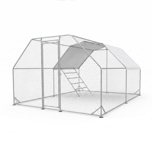 Image of CHIKENCOOP 13x9.8x6.5 ft Metal Chicken Coop, 2-Room Chicken Run with Cover