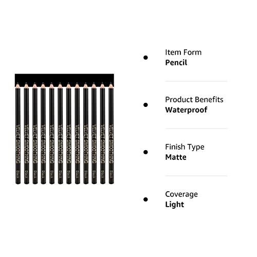 Zevni Sumeitang Eyeliner Pencil 12 Pcs 2 In 1 Wooden Black Eye Liner & Eyebrow Pencil Women Makeup Easy To Color Long Lasting Waterproof #TOP7
