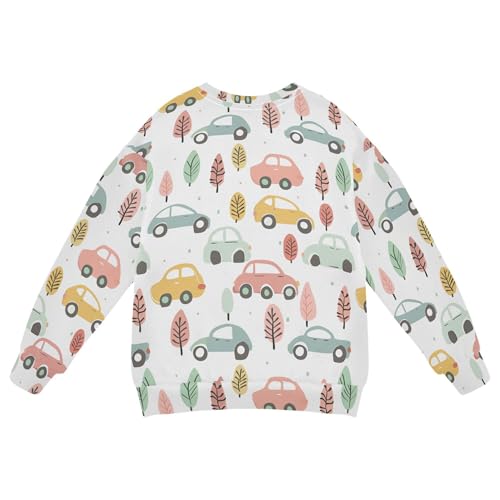 JUNZAN Colorful Cartoon Cars Little Girls Hooded Sweatshirt Crewneck Sweatshirts for Boys Camping 4T2