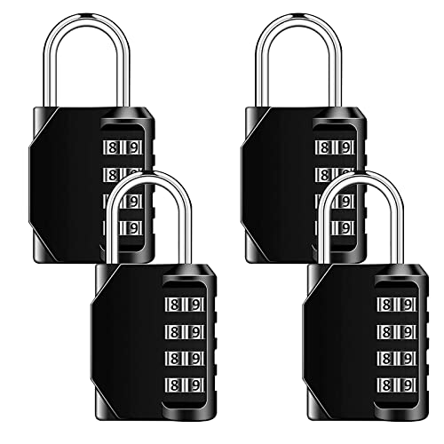 Candado Combinacion Candados Impermeable 4 Piezas Candado Combinación Numerico Candado Taquilla Candado Combinacion Maleta Candado Combinación 4 Dígitos Candado Taquilla Gimnasio(negro) Cover