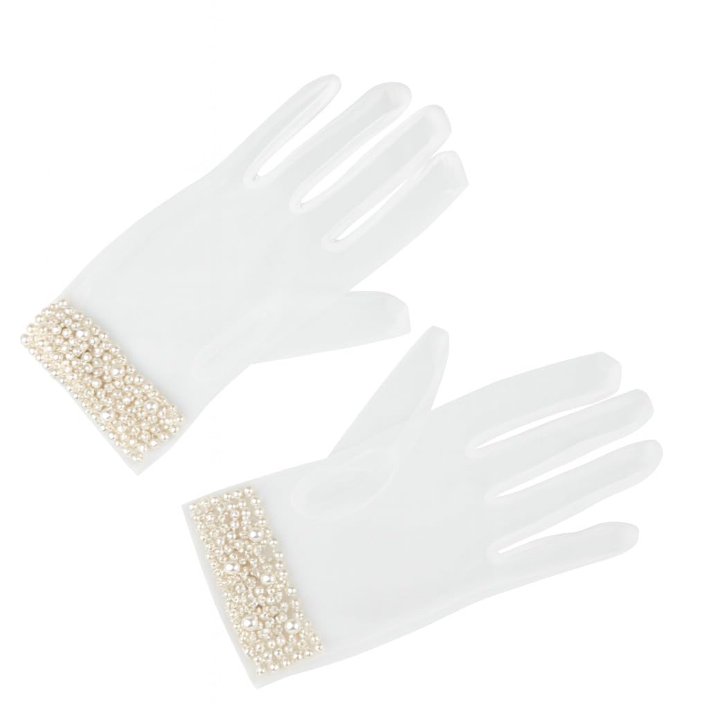 TIPY TIPY TAP Full Finger Pearly Rhinestone Gloves - White-picture-10