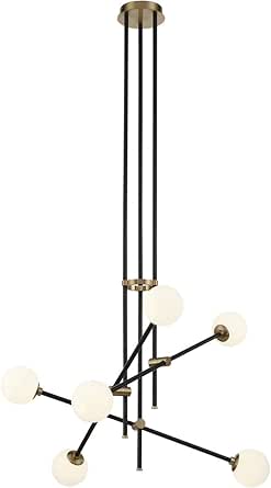 George Kovacs P8155-681 Cosmet Six Light Chandelier, Coal And Aged Brass