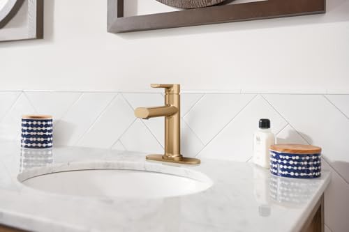 Moen Meena Bronzed Gold One-Handle Single Hole Modern Bathroom Sink Faucet with Optional Deckplate and Drain Assembly, 84794BZG by Moen - Image 8